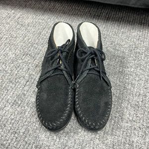 Minnetonka Black Suede Ankle Moccasin Booties
